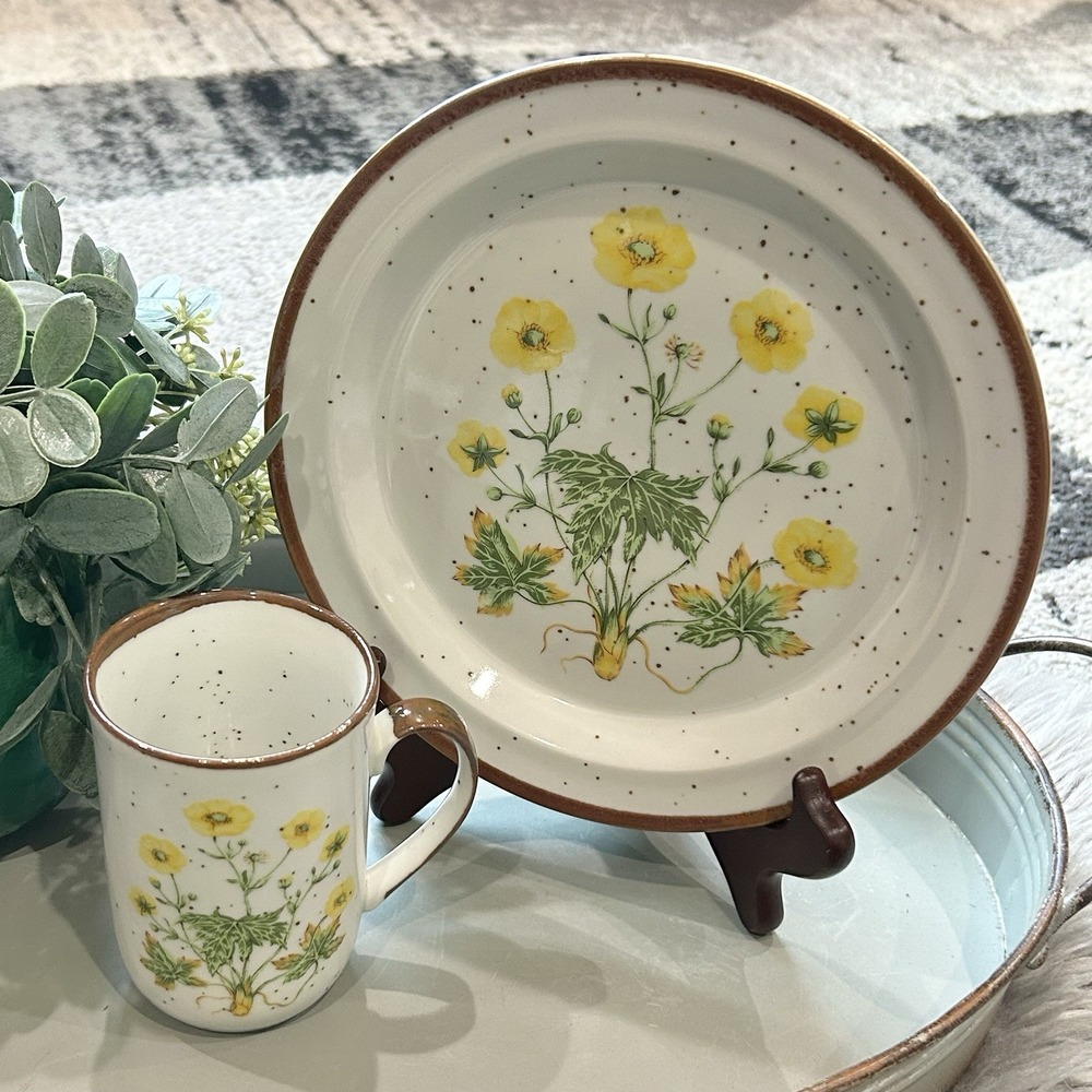 Vtg Buttercup Plate Royal Domino Japan‎ Botanical Garden Set 8" Plate & Cup